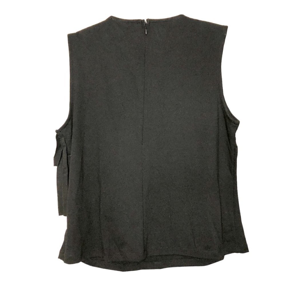 Nwt - T Tahari - Black Ponte Knit Round Neck Pleated Sleeveless Top - Size Small — image 4 of 8